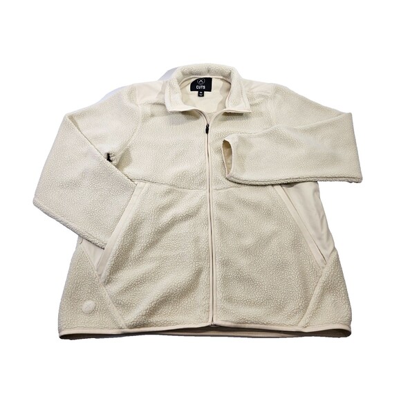 GC CUTS Men's XXL Polartec Full-Zip Pocket Sherpa Jacket Sweatshirt Off White - Picture 1 of 9